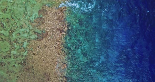 Aerial view top shot gradient of coral reefs and sea water, Holidays ...
