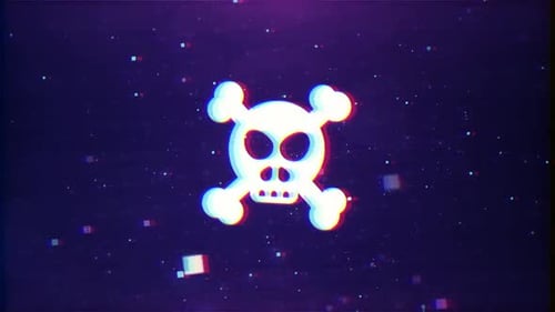 Skull Icon On Circuit Tech Background