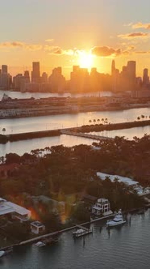 Miami Beach Skyline At Miami Beach In Florida United States.