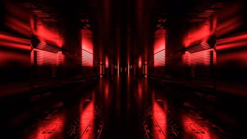 Red And Orange Alien Cyber Track With Neon Lights Background VJ Loop In 4K