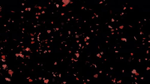 Spinning Red Hearts on Transparent Background