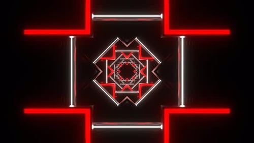 Red And White Neon Abstract Shape Background Vj Loop In 4K