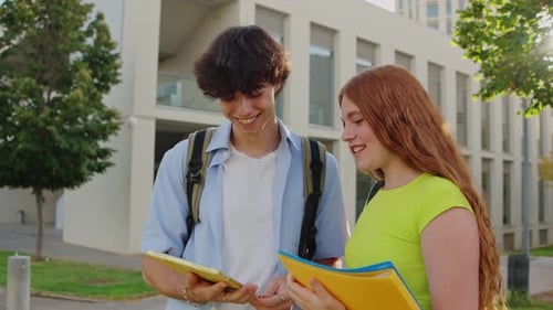 College Students Study Together on Campus