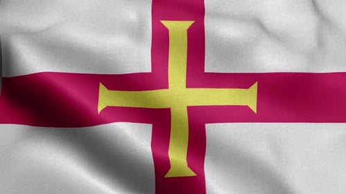 Guernsey Flag Waving in the Wind Loop Animation