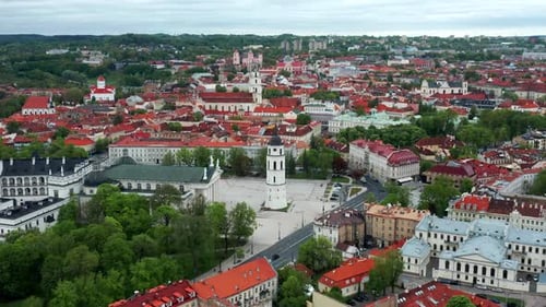 Vilnius Cathedral And Its Bell Tower - Roman Catholic Cathedral In Vilnius Old Town, Lithuania. - ae