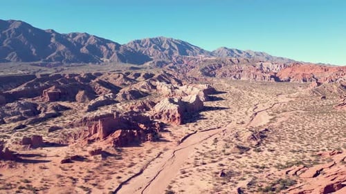 Aerial drone scenic mountain landscape - - rocky, sunrise