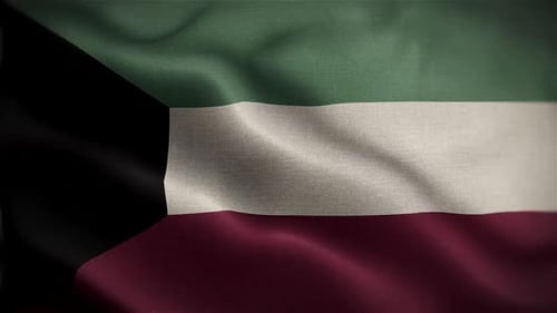 Kuwait National Flag Realistic Waving Animation