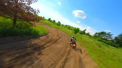 Dirt Bike Rider on a Countryside Track