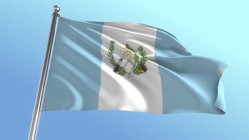 Guatemala Flag Waving Against Blue Sky