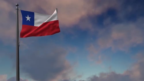 Flagge Chiles auf einem Fahnenmast - 4K