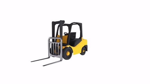 Forklift rotating in loop on white background