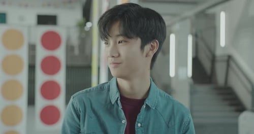 Portrait of Male High school Education Student, Looking at Camera