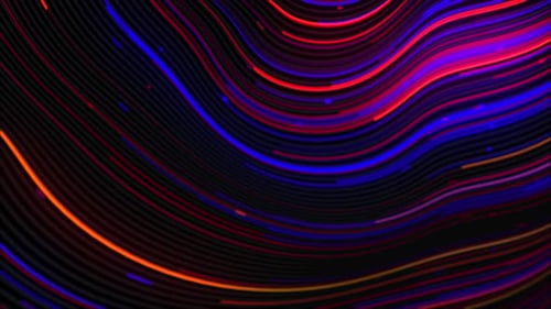 Abstract Flowing Wavy Lines with Glowing Particles Loop Background