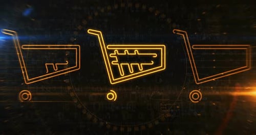 Shopping cart online retail symbol loop digital concept