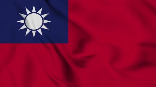 Realistic Taiwan Flag Waving Fabric Animation