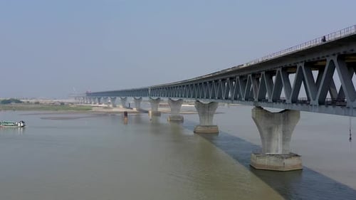 Aerial view of Padma bridge over river Padma, Bangladesh.