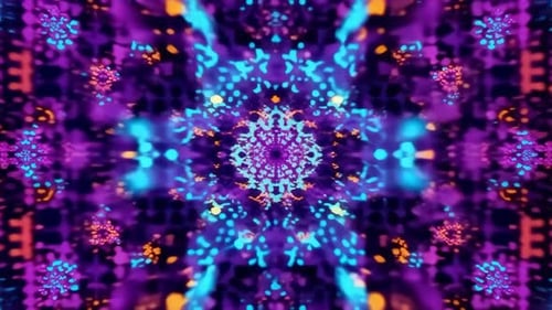 Abstract Glowing Particles Kaleidoscope Seamless Loop Background