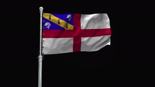 Realistic Waving Flag with Saint George's Cross and Heraldic Canton