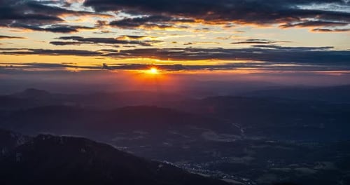 Beautiful Sunset in Summer Mountains Evening in Europe Landscape Time Lapse