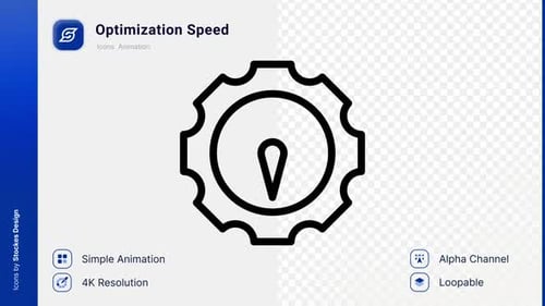 Animated Outline Gear Speedometer Icon for Optimization and Performance