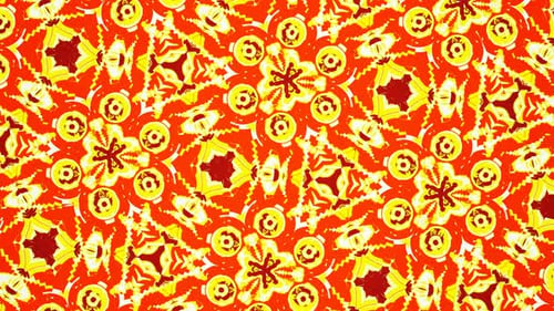Vibrant Red and Yellow Geometric Kaleidoscope Pattern Loop