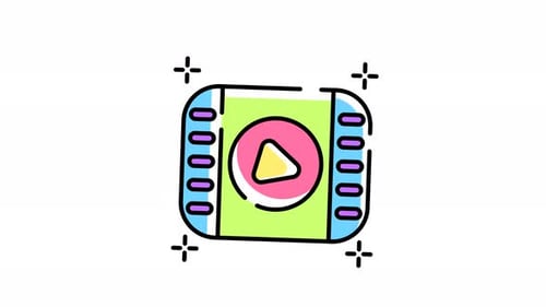 Flat Design Video Play Button Icon Animation