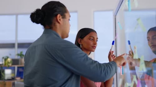 Planning, brainstorming and business people in office for schedule, agenda