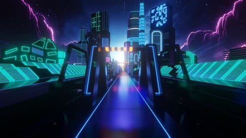 Circuito futurista da cidade de néon