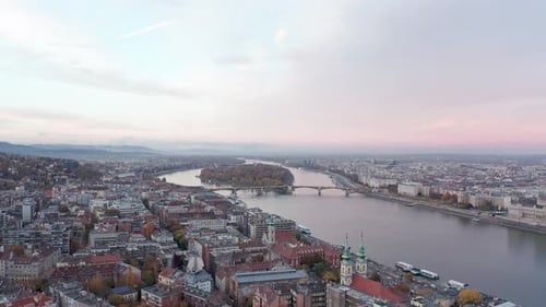 Margaret Island in danube river cityscape, Budapest Hungary Europe