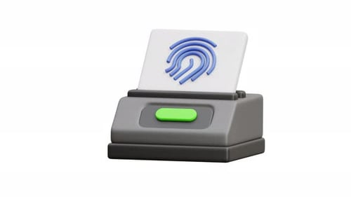3D Animation Fingerprint Scanner Device