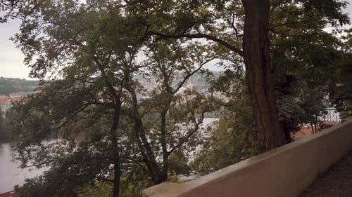 Cobblestone Road in the City with Distant View