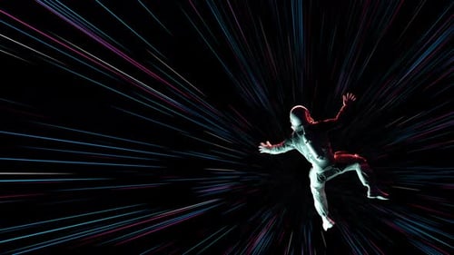 Astronauta con luces láser de neón 4k Loop