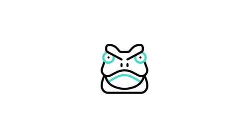 Minimalist Line Art Frog Face Blinking Animation