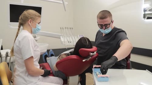 Dentist Performing Procedure in Dental Office