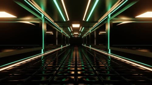 Turquoise And Peach Neon Central Corridor Background Vj Loop In 4K