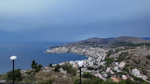 Saranda Sarandë Albania city Albanian riviera viewpoint summer time landscape
