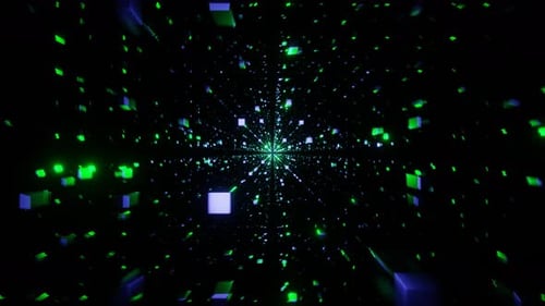 Light Blue and Green Abstract Cubic Dimension Background VJ Loop with Rotation in 4K