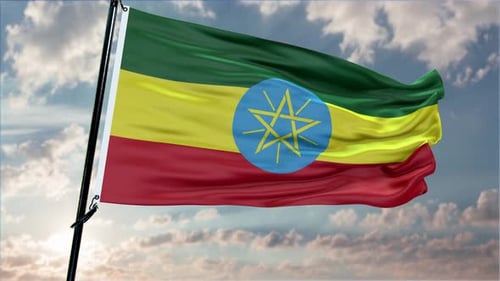 Ethiopian Flag Waving Realistic Motion