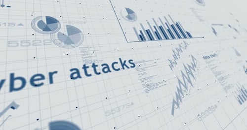 Cyber attacks charts and graphs 3d diagram on paper