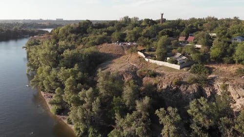aerial view of the Khortytsia island in Zaporizhzhya