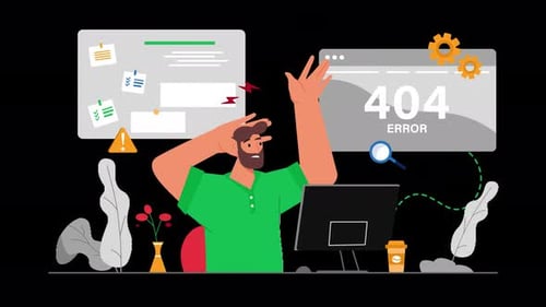 Homem frustrado no computador encontrando um erro