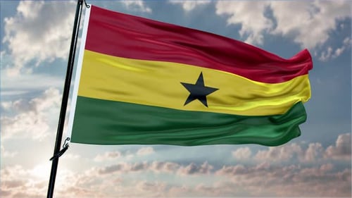 Ghana Flag Background Realistic Waving In The Wind 4K