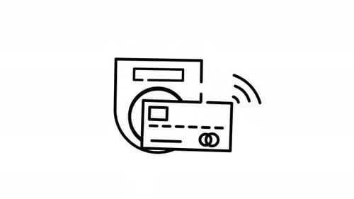Wireless Bank Card Payment Line Art Animated Looping Video Alpha Channel Icon