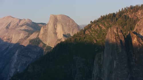 Yosemite, California Circa-2021: Aerial View of Half Dome in Yosemite National Park
