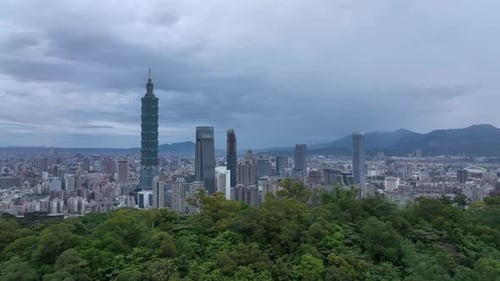 Cityscape View From Forest Hilltop