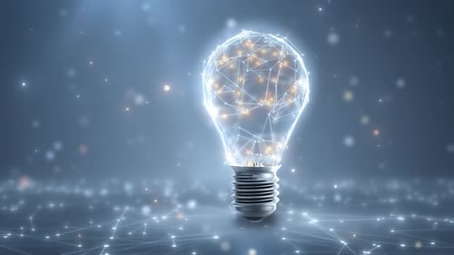 Glühbirne mit leuchtendem Netzwerk, das Innovation und Ideen repräsentiert