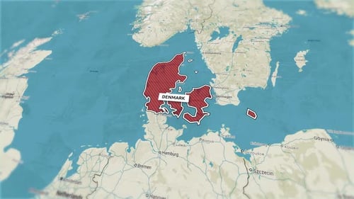 Borders of the state of Denmark on the map