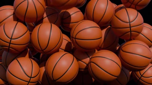 Realistic 3D Basketballs Pile Up and Clear Transition