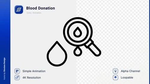 Animated Blood Drop And Magnifying Glass Medical Icons