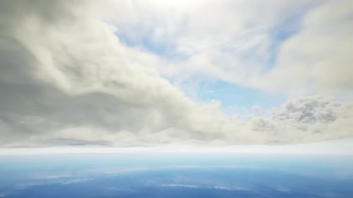 Flight Through Clouds Background 3D Video Animation. Looped Animation From Front Side